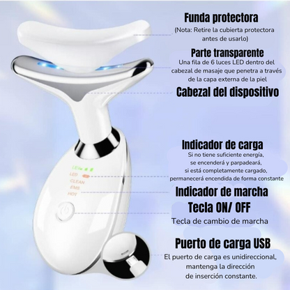 Lumilift: Masajeador Facial Lifting EMS con Limpieza LED